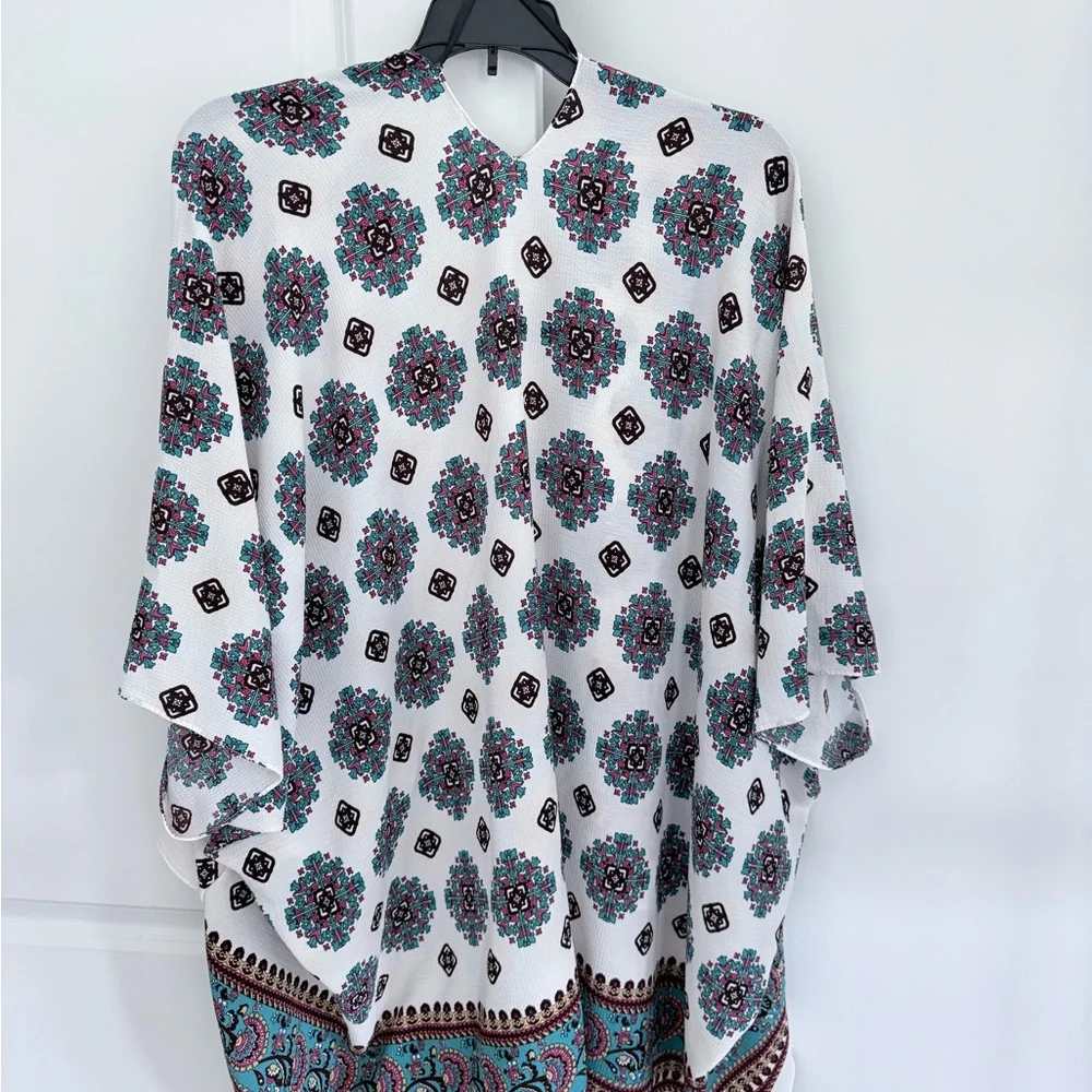 Open Front Kimono Beach Cover Up for Women Paisley One Size